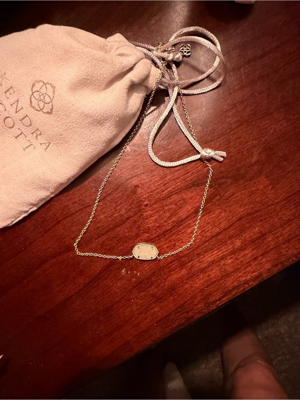 Kendra Scott Gold Elisa Mini Pendant Necklace - sparkly white Gold